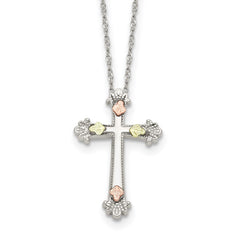 Landstrom's Mt. Rushmore Black Hills Sterling Silver 12K Gold Accents Cross 18 inch Spring Ring Clasp Necklace QBH256-18