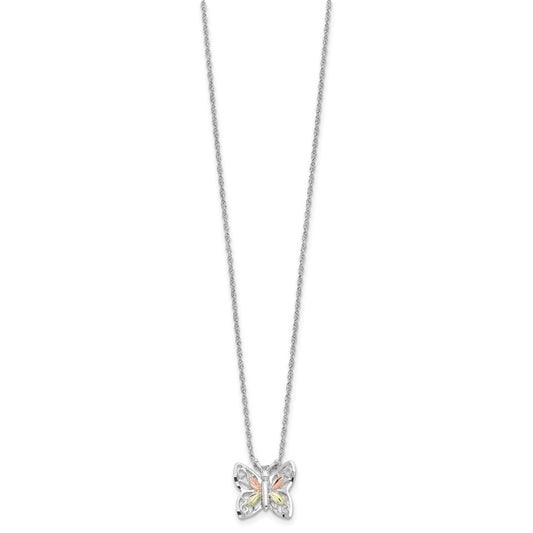 Landstrom's Mt. Rushmore Black Hills Sterling Silver 12K Gold Accents Butterfly 18 inch Spring Ring Clasp Necklace QBH258-18