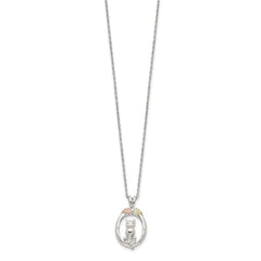 Landstrom's Mt. Rushmore Black Hills Sterling Silver 12K Gold Accents Oval with Cat 18 inch Spring Ring Clasp Necklace QBH265-18