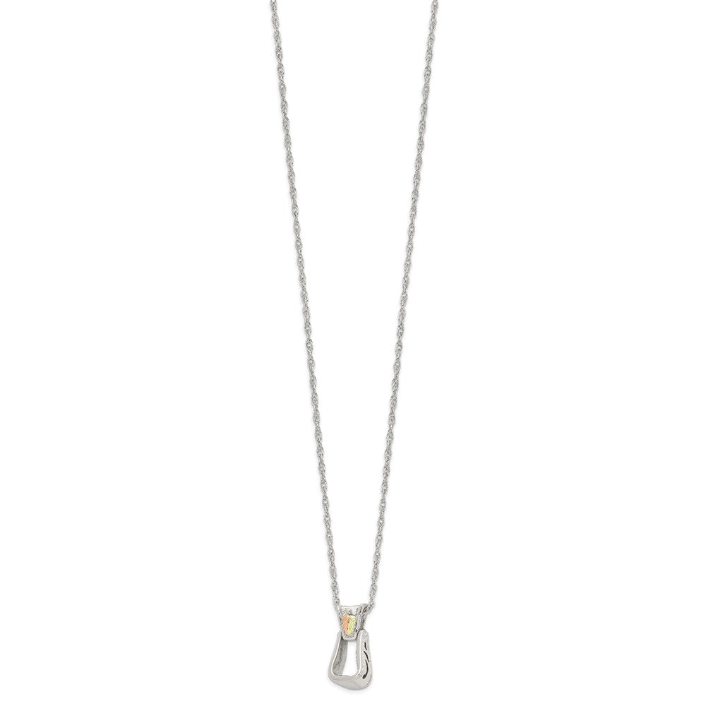 Landstrom's Mt. Rushmore Black Hills Sterling Silver 12K Gold Accents Stirrup 18 inch Spring Ring Clasp Necklace QBH269-18
