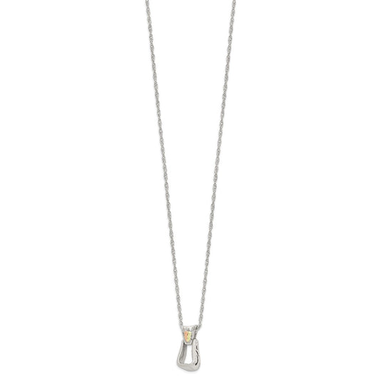Landstrom's Mt. Rushmore Black Hills Sterling Silver 12K Gold Accents Stirrup 18 inch Spring Ring Clasp Necklace QBH269-18