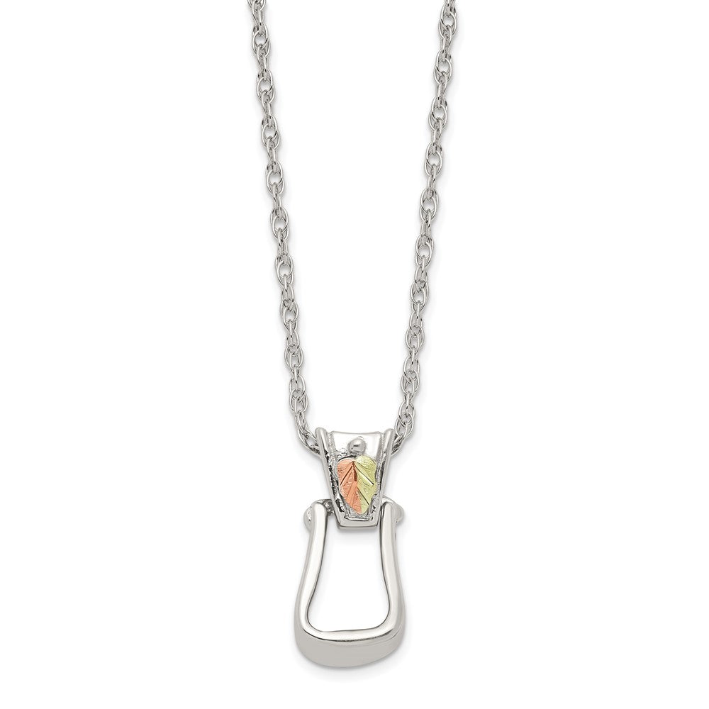 Landstrom's Mt. Rushmore Black Hills Sterling Silver 12K Gold Accents Stirrup 18 inch Spring Ring Clasp Necklace QBH269-18