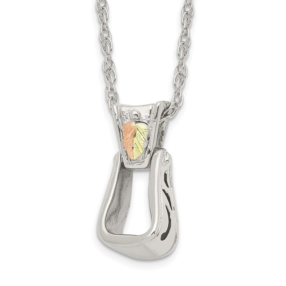 Landstrom's Mt. Rushmore Black Hills Sterling Silver 12K Gold Accents Stirrup 18 inch Spring Ring Clasp Necklace QBH269-18