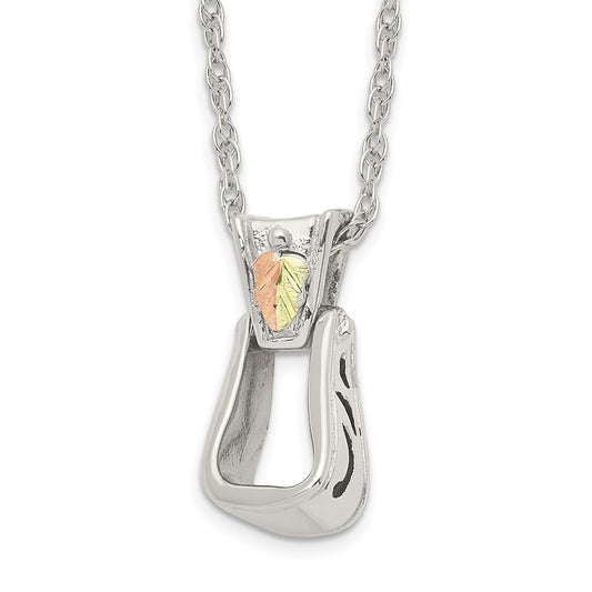 Landstrom's Mt. Rushmore Black Hills Sterling Silver 12K Gold Accents Stirrup 18 inch Spring Ring Clasp Necklace QBH269-18