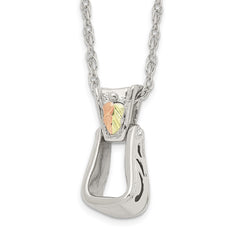 Landstrom's Mt. Rushmore Black Hills Sterling Silver 12K Gold Accents Stirrup 18 inch Spring Ring Clasp Necklace QBH269-18
