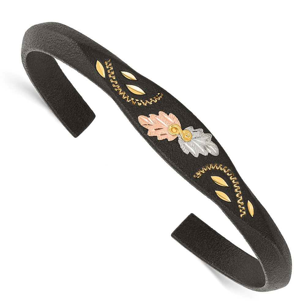 Landstrom's Mt. Rushmore Black Hills Base Metal Black Powder Coated with 10K Tri-color Accents Bangle QBH273