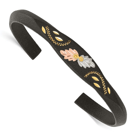 Landstrom's Mt. Rushmore Black Hills Base Metal Black Powder Coated with 10K Tri-color Accents Bangle QBH273