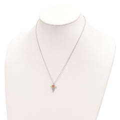 Landstrom's Mt. Rushmore Black Hills Sterling Silver 12K Gold Accents Floral Cross 18 inch Spring Ring Clasp Necklace QBH274-18