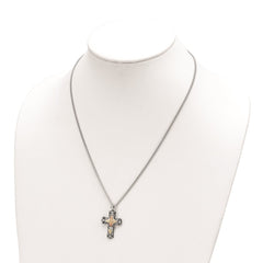 Landstrom's Mt. Rushmore Black Hills Sterling Silver 12K Gold Accents Antiqued Cross 18 inch Spring Ring Clasp Necklace QBH275-20