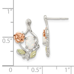 QBH281 Landstrom's Mt. Rushmore Black Hills Sterling Silver 12K Gold Accents Rose and Lab Created White Opal Post Dangle Earrings