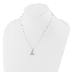 Sterling Silver Rhod-pltd w/12K Accents Hummingbird 18in Necklace QBH299-18