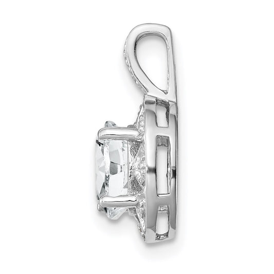 Sterling Silver Rhodium-plated Diam. & White Topaz Pendant QBPD10APR