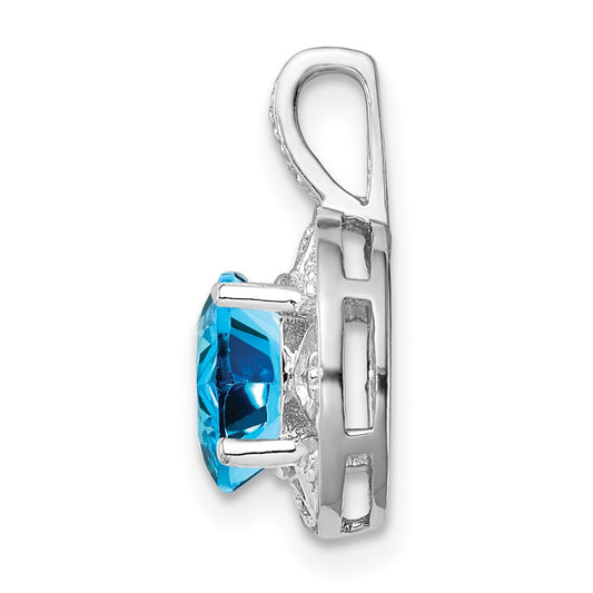 Sterling Silver Rhodium-plated Diam. & Blue Topaz Pendant QBPD10DEC
