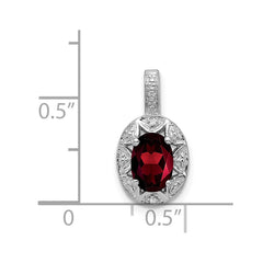 Sterling Silver Rhodium-plated Diam. & Garnet Pendant QBPD10JAN
