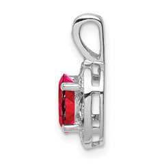 Sterling Silver Rhodium-plated Diam. & Created Ruby Pendant QBPD10JUL
