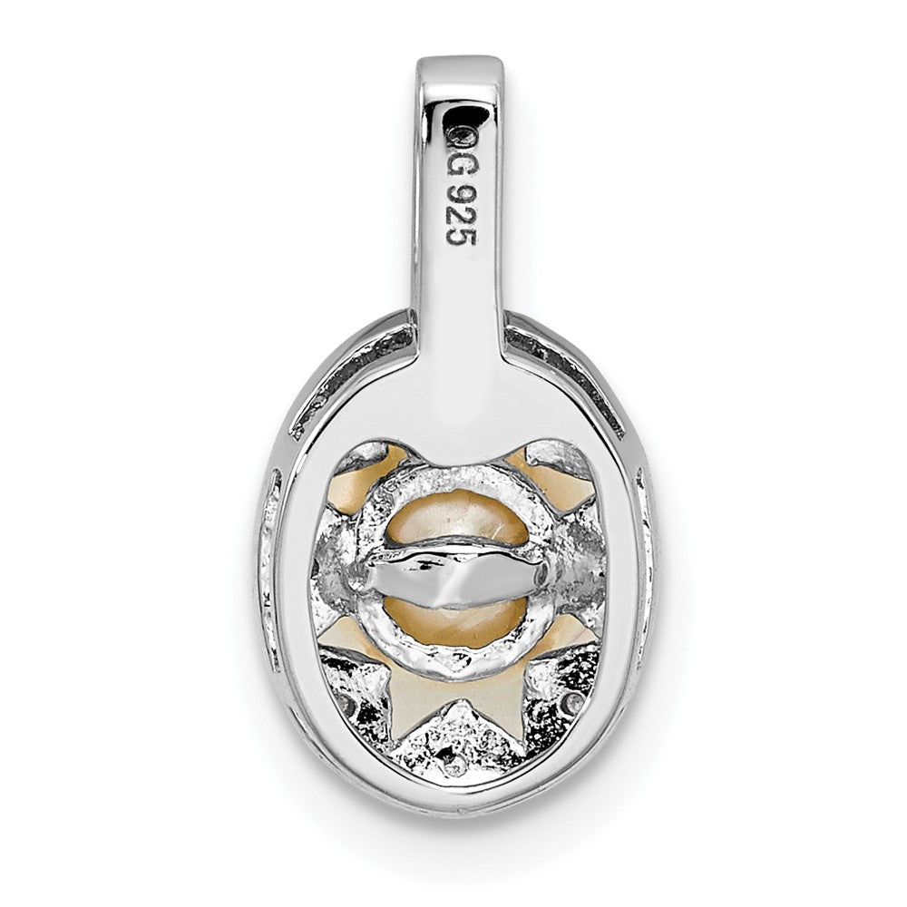 Sterling Silver Rhodium-plated Diam. & FW Cultured Pearl Pendant QBPD10JUN