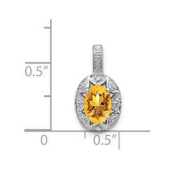 Sterling Silver Rhodium-plated Diam. & Citrine Pendant QBPD10NOV