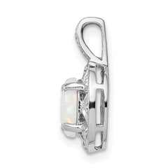 Sterling Silver Rhodium-plated Diam. & Created Opal Pendant QBPD10OCT
