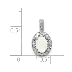 Sterling Silver Rhodium-plated Diam. & Created Opal Pendant QBPD10OCT