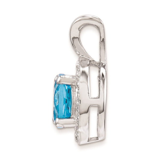 Sterling Silver Rhodium-plated Diam. & Blue Topaz Pendant QBPD11DEC