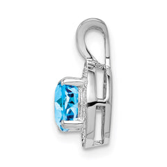 Sterling Silver Rhodium-plated Diam. & Blue Topaz Pendant QBPD11DEC
