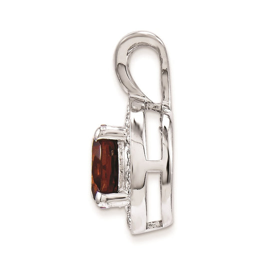 Sterling Silver Rhodium-plated Diam. & Garnet Pendant QBPD11JAN