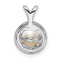 Sterling Silver Rhodium-plated Diam. & FW Cultured Pearl Pendant QBPD11JUN