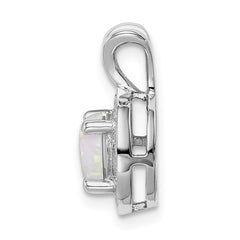 Sterling Silver Rhodium-plated Diam. & Created Opal Pendant QBPD11OCT