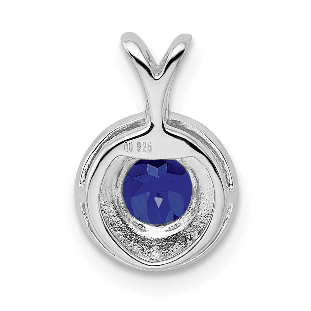 Sterling Silver Rhodium-plated Diam. & Created Sapphire Pendant QBPD11SEP