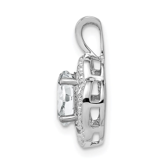 Sterling Silver Rhodium-plated Diam. & White Topaz Pendant QBPD12APR