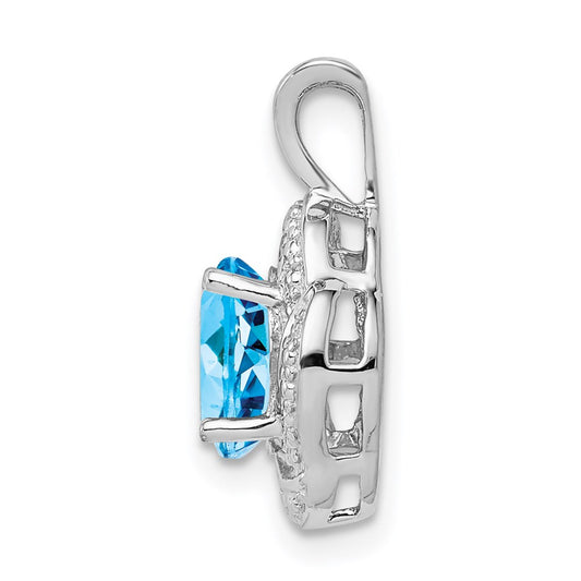 Sterling Silver Rhodium-plated Diam. & Blue Topaz Pendant QBPD12DEC