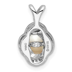 Sterling Silver Rhodium-plated Diam. & FW Cultured Pearl Pendant QBPD12JUN