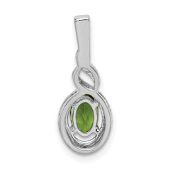 Sterling Silver Rhodium-plated Peridot & Diam. Pendant QBPD18AUG