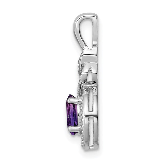 Sterling Silver Rhodium-plated Amethyst & Diam. Pendant QBPD18FEB