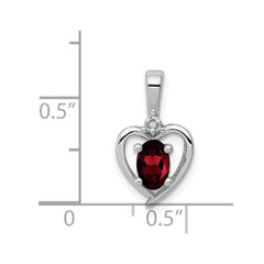 Sterling Silver Rhodium-plated Garnet & Diam. Pendant QBPD19JAN