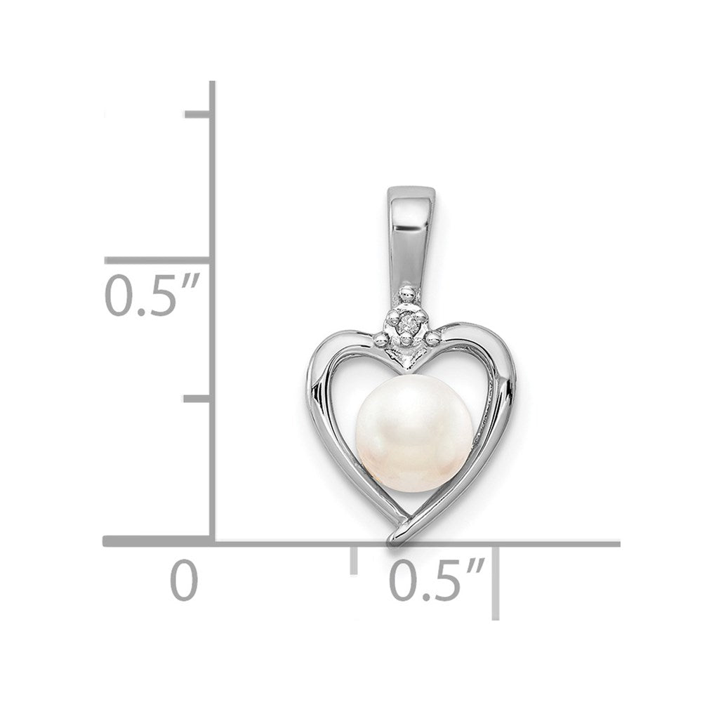 Sterling Silver Rhodium-plated FW Cultured Pearl & Diam. Pendant QBPD19JUN