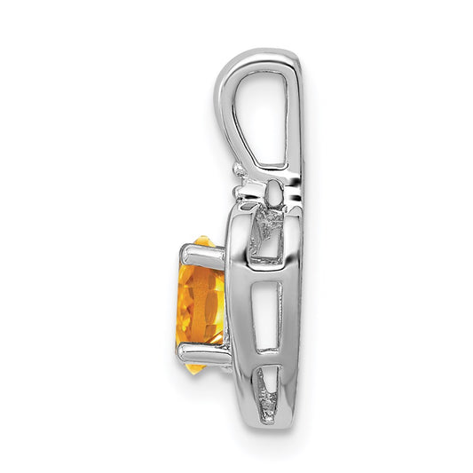 Sterling Silver Rhodium-plated Citrine & Diam. Pendant QBPD19NOV