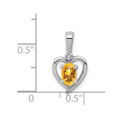 Sterling Silver Rhodium-plated Citrine & Diam. Pendant QBPD19NOV