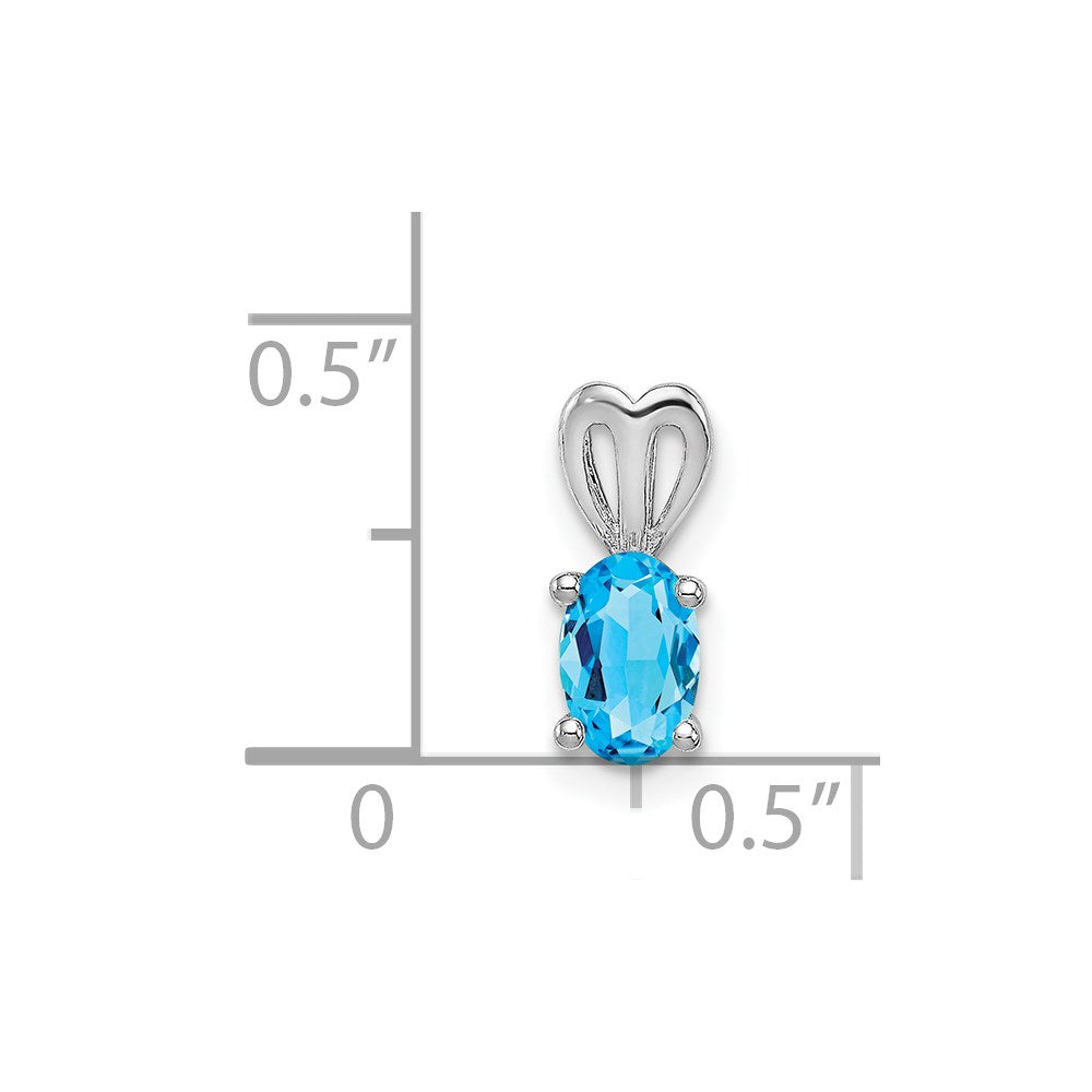 Sterling Silver Rhodium-plated Light Swiss Blue Topaz Pendant QBPD20DEC