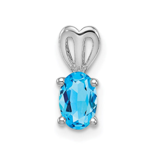 Sterling Silver Rhodium-plated Light Swiss Blue Topaz Pendant QBPD20DEC