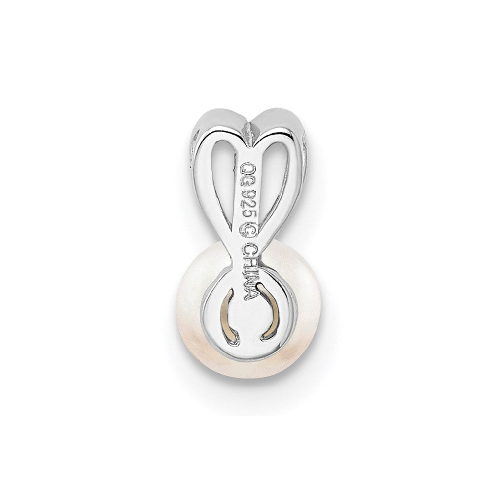 Sterling Silver Rhodium-plated FW Cultured Pearl Pendant QBPD20JUN