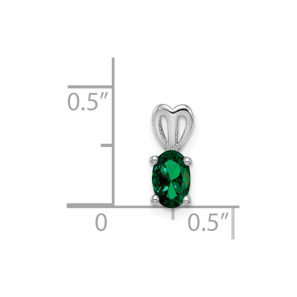 Sterling Silver Rhodium-plated Created Emerald Pendant QBPD20MAY