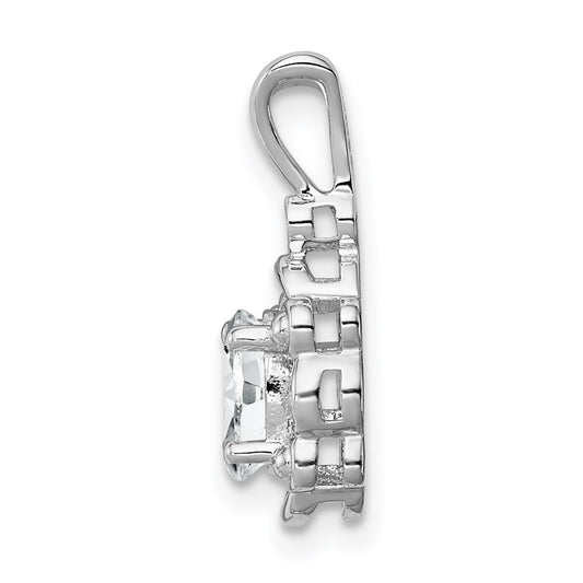 Sterling Silver Rhodium-plated White Topaz & Diam. Pendant QBPD21APR