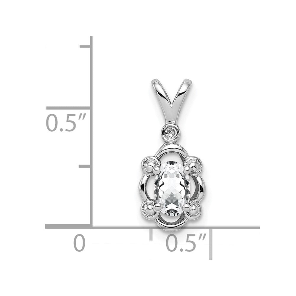Sterling Silver Rhodium-plated White Topaz & Diam. Pendant QBPD21APR