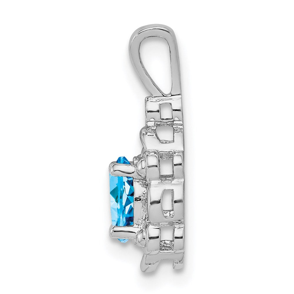 Sterling Silver Rhodium-plated Light Swiss Blue Topaz & Diam. Pendant QBPD21DEC