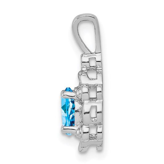 Sterling Silver Rhodium-plated Light Swiss Blue Topaz & Diam. Pendant QBPD21DEC