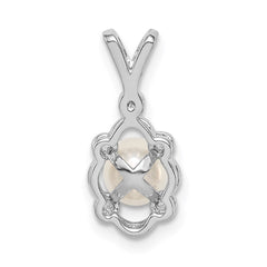 Sterling Silver Rhodium-plated FW Cultured Pearl & Diam. Pendant QBPD21JUN