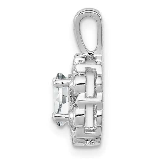 Sterling Silver Rhodium-plated White Topaz & Diam. Pendant QBPD22APR