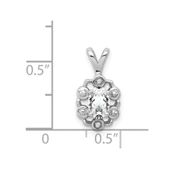 Sterling Silver Rhodium-plated White Topaz & Diam. Pendant QBPD22APR