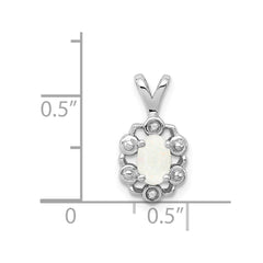 Sterling Silver Rhodium-plated Created Opal & Diam. Pendant QBPD22OCT